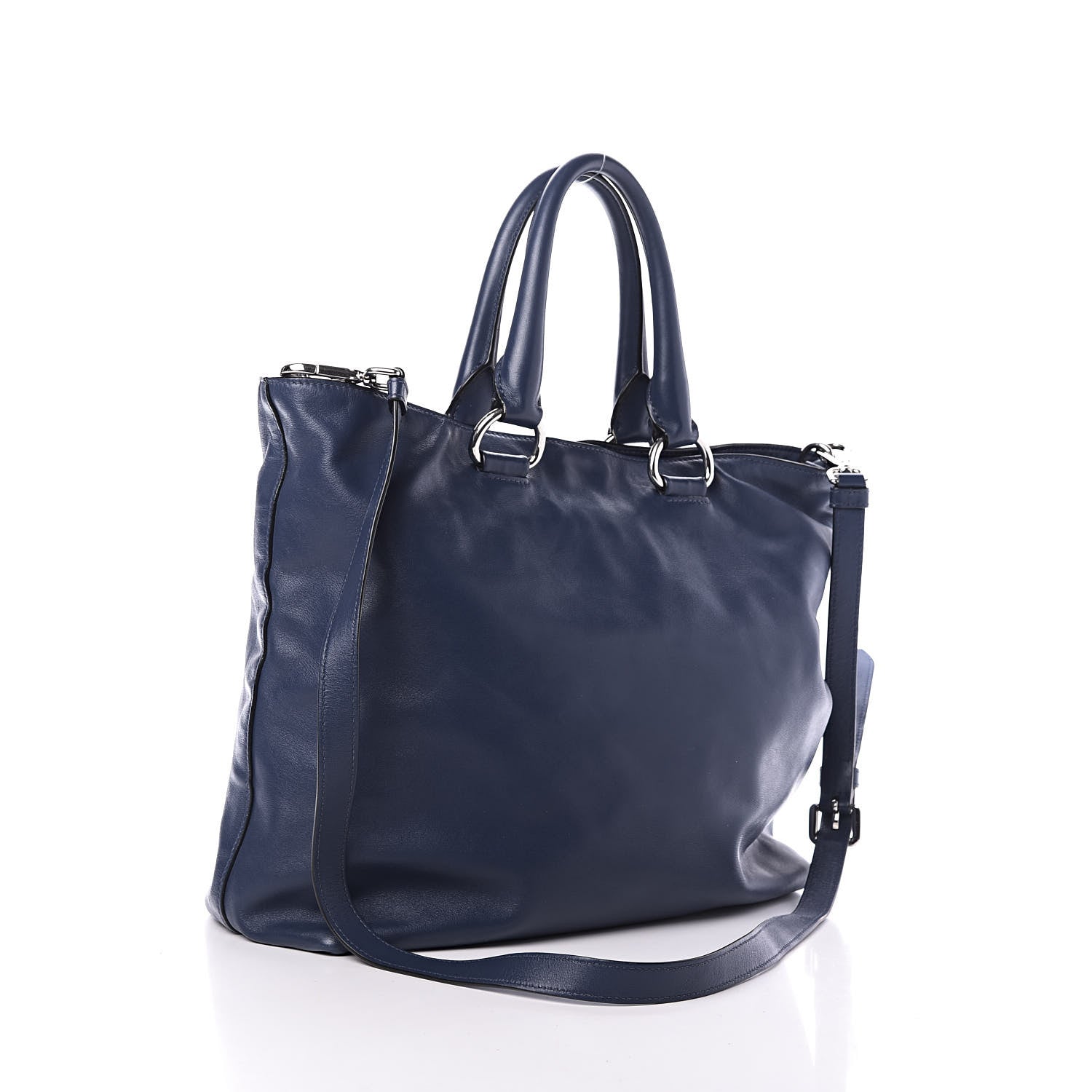 Prada Soft Calf Shopping Tote Bluette 3 of 10