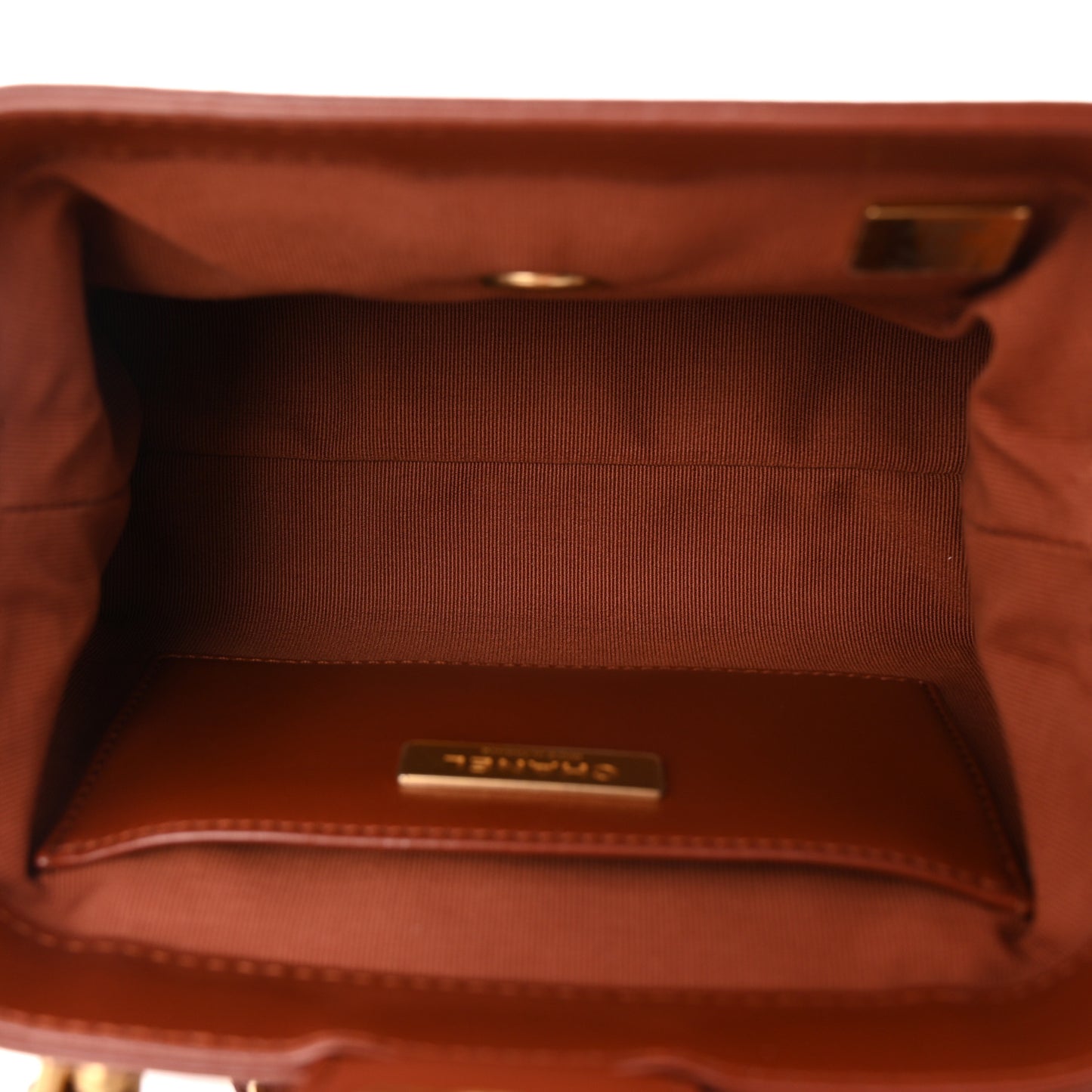 Shiny Lambskin Quilted Mini Cocodoc Top Handle Bag Brown