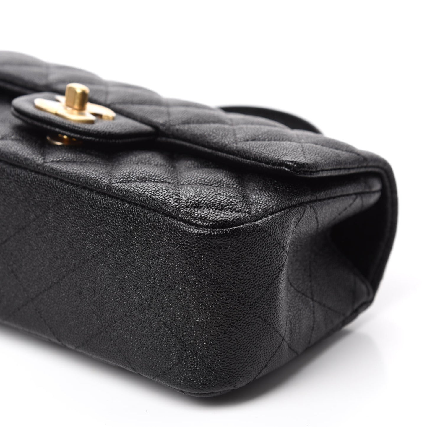 Caviar Quilted Mini Top Handle Rectangular Flap Black