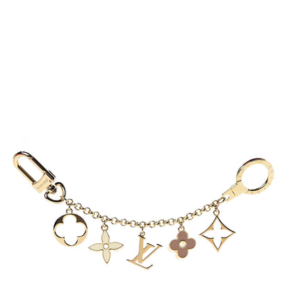 Louis Vuitton Brass Enamel Fleur De Monogram Bag Charm Chain Gold 1 of 2