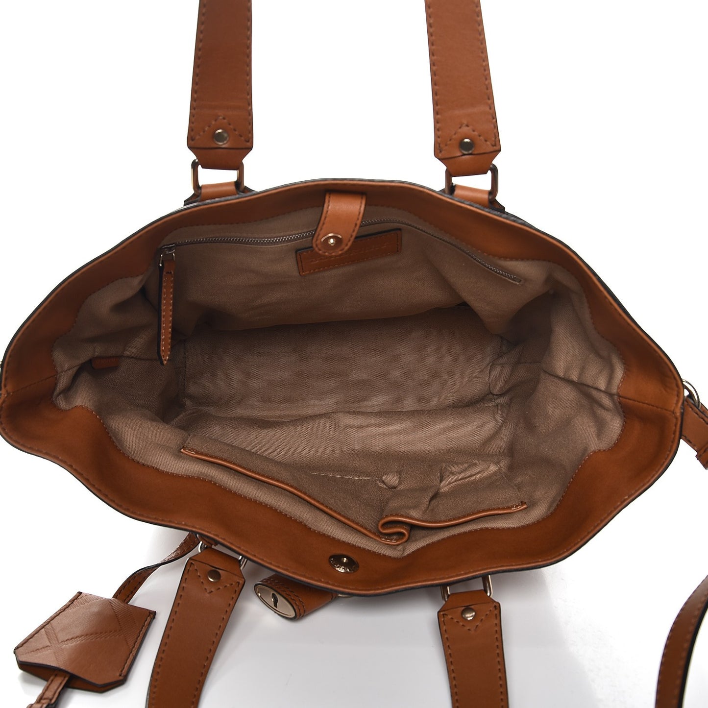 Canvas Mega Check Medium Traveler Tote Saddle Brown