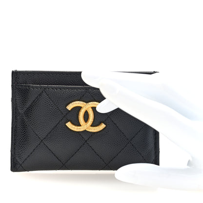 Chanel Caviar Quilted Textured CC Card Holder Black 2 of 8