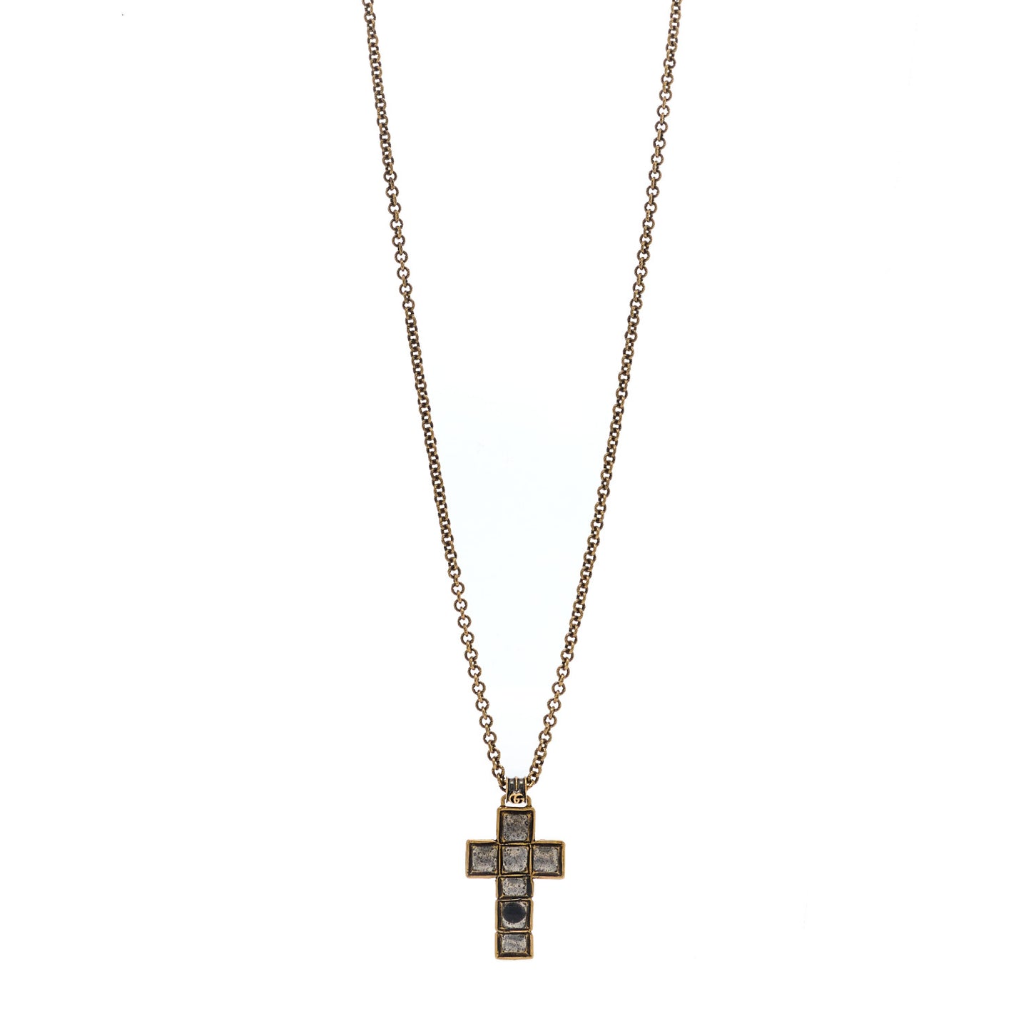 Metal Enamel Cross Necklace Black
