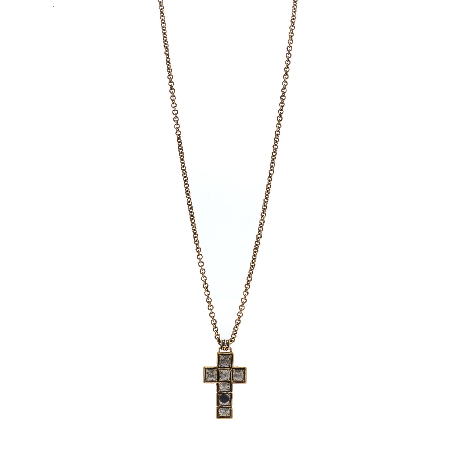 Gucci Metal Enamel Cross Necklace Black 1 of 4