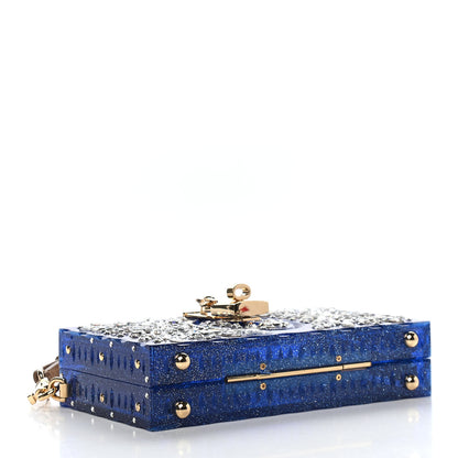 Dolce & Gabbana Crystal Embellished Plexiglass Dolce Box Clutch Blue 4 of 8