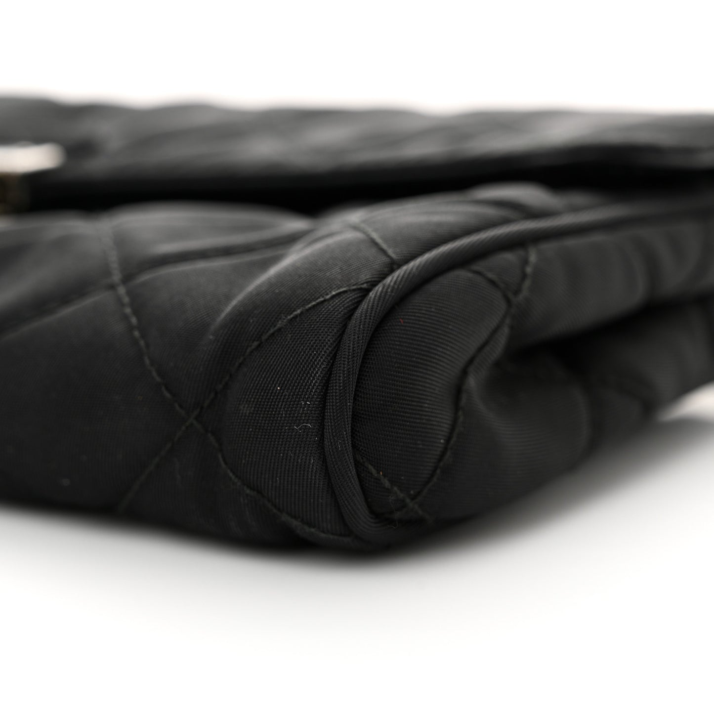 Nylon Tessuto Impuntu Quilted Flap Crossbody Black