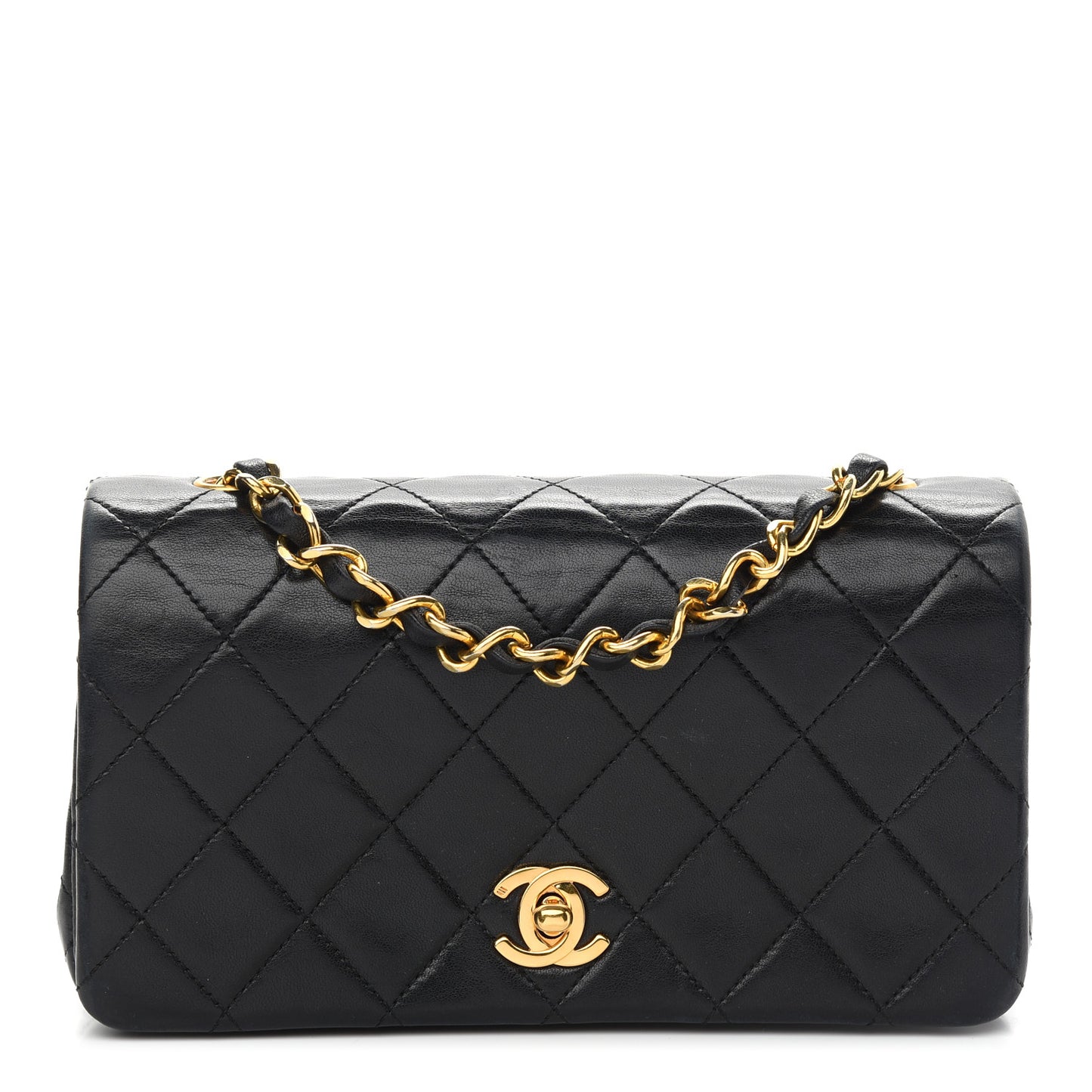 Lambskin Quilted Small Single Flap Black