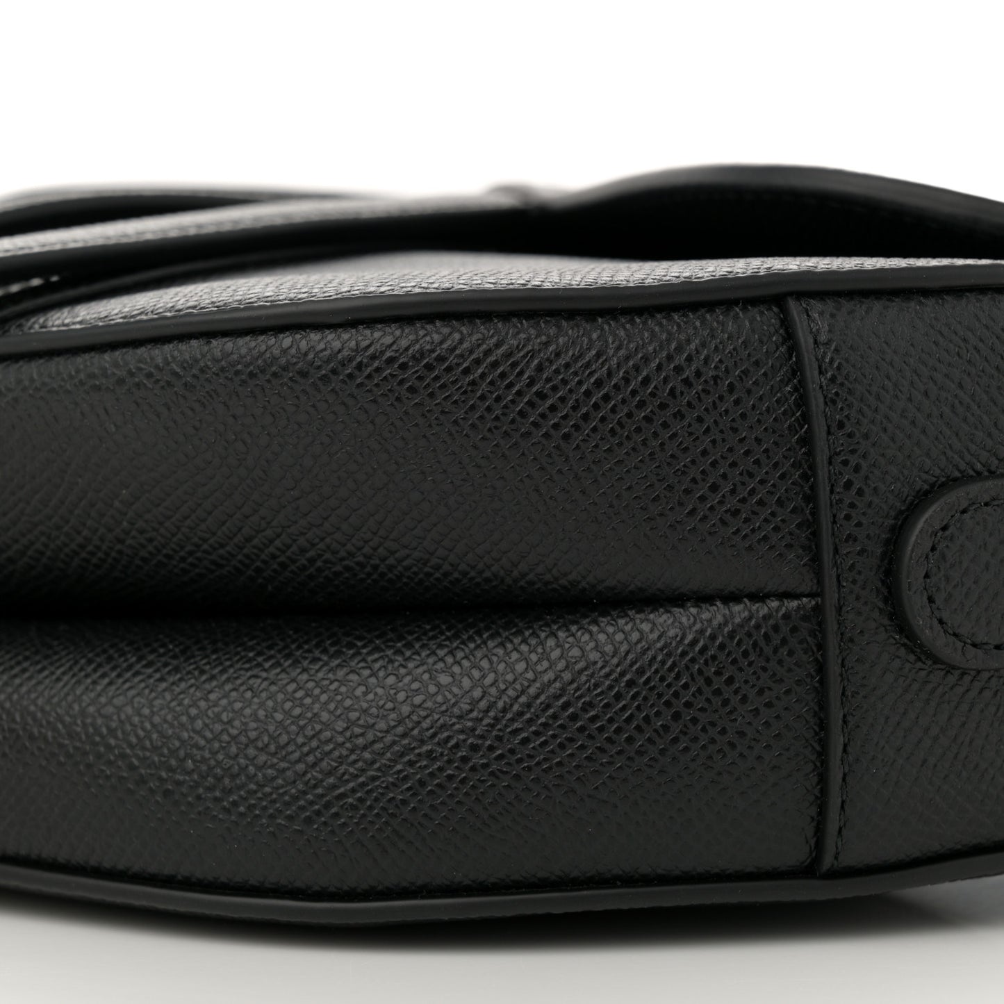 Grained Calfskin Saddle Bag With Strap Black