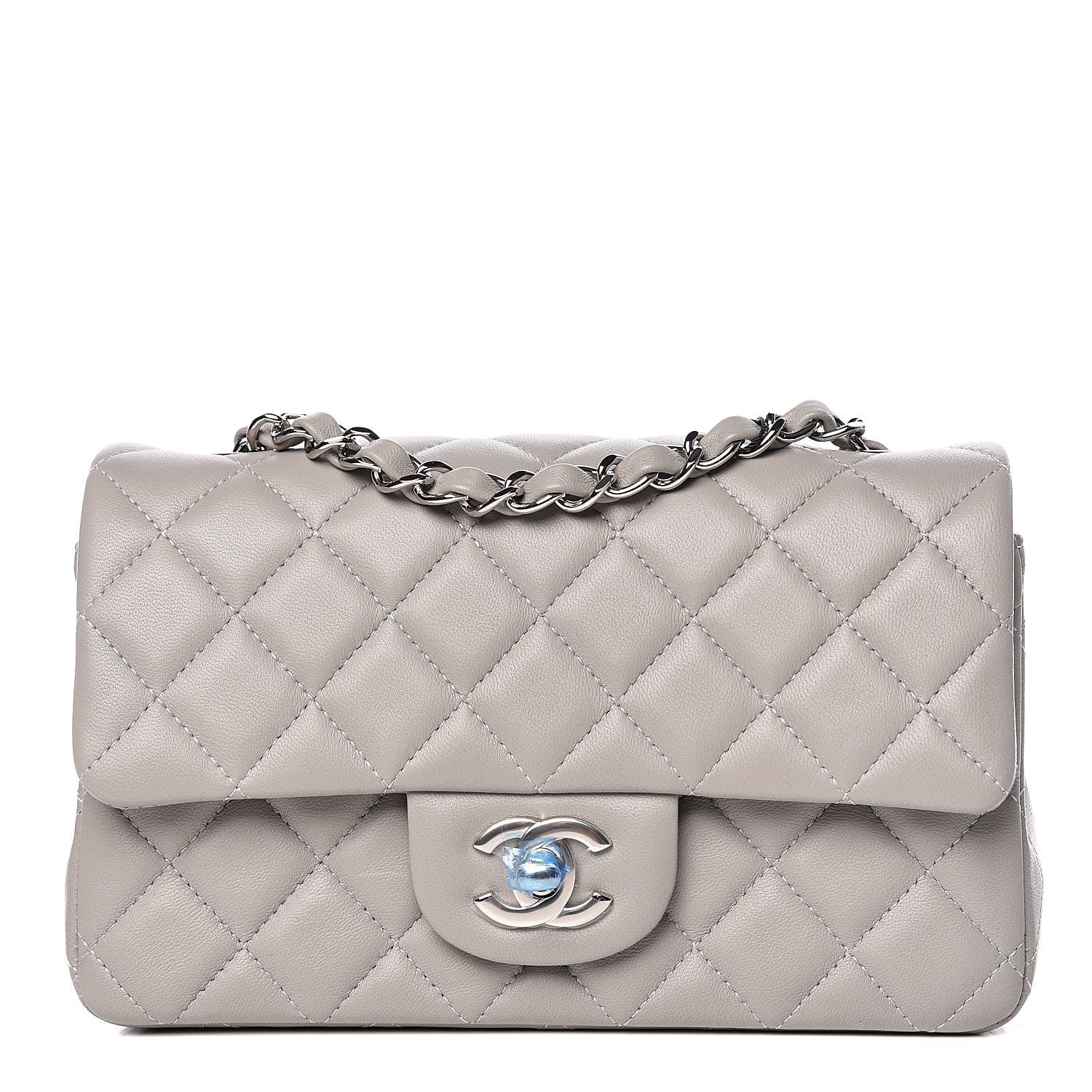 Chanel Lambskin Quilted Mini Rectangular Flap Grey 1 of 10