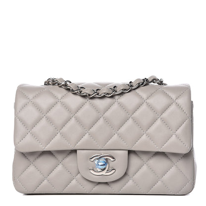 Chanel Lambskin Quilted Mini Rectangular Flap Grey 1 of 10