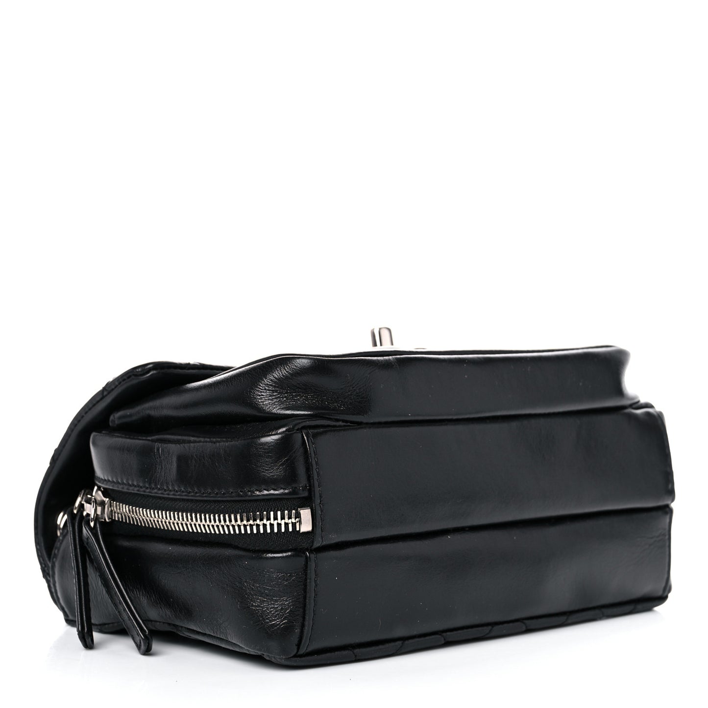 Aged Calfskin Quilted Express Zip Around Flap Black