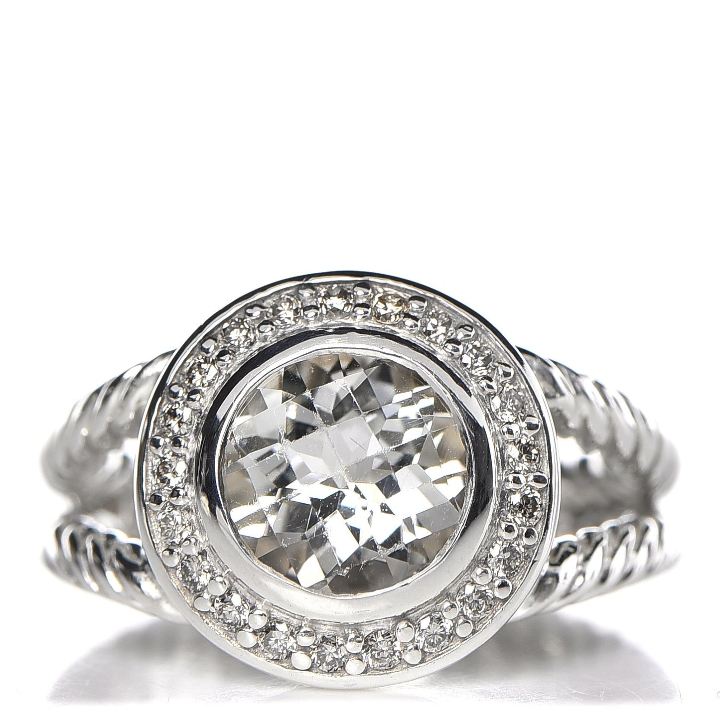 Sterling Silver Diamond Prasiolite 8mm Petite Cerise Ring 52 6