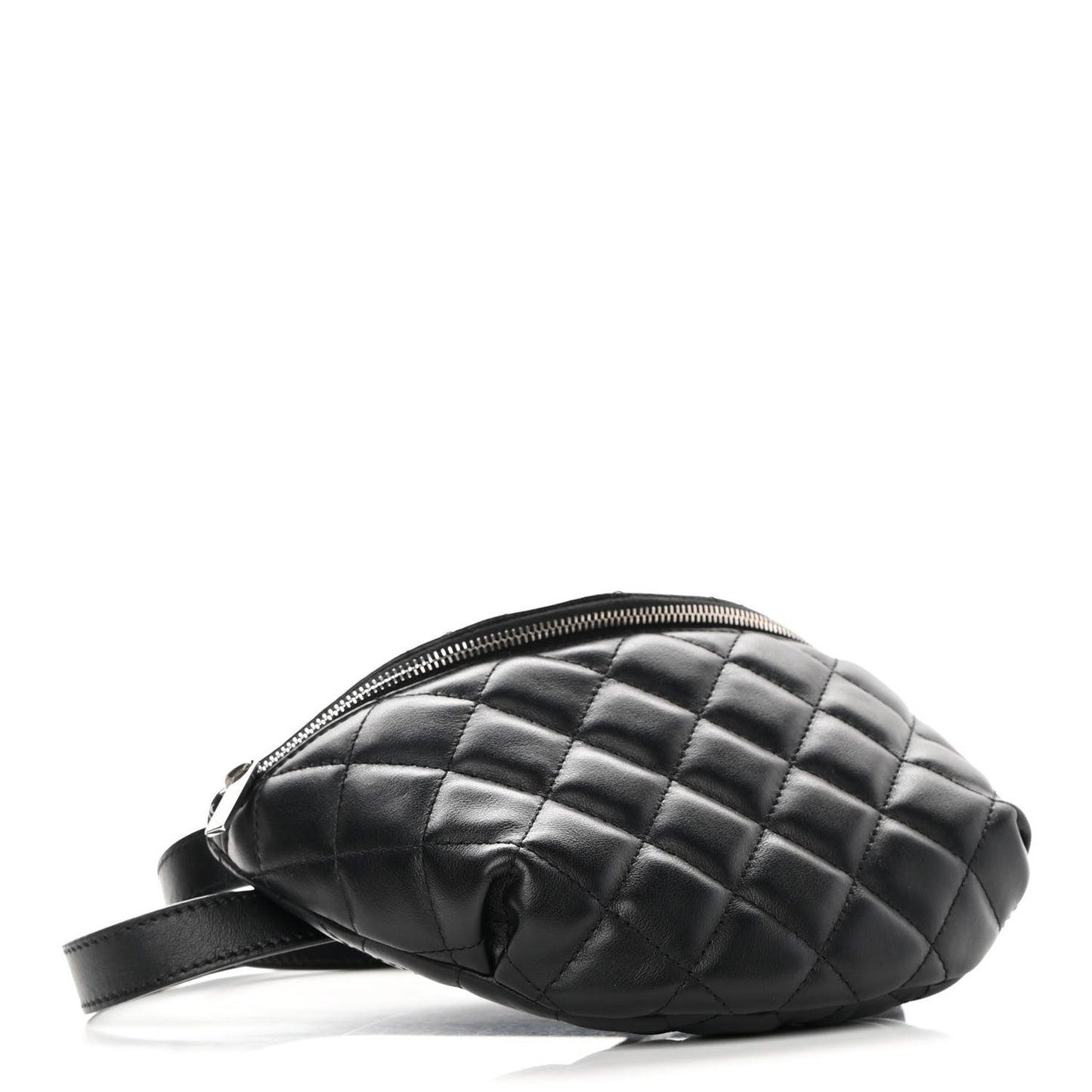 Lambskin Quilted Waist Belt Bag Black