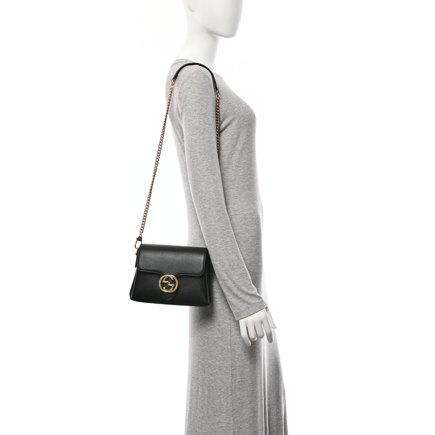Dollar Calfskin Interlocking G Crossbody Bag Black