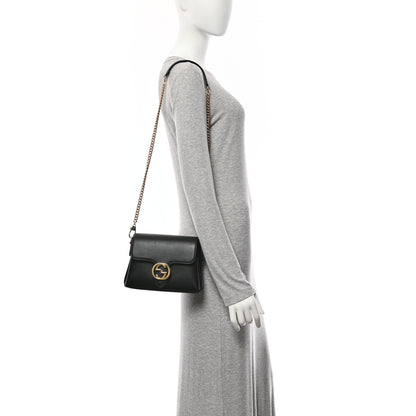 Gucci Dollar Calfskin Interlocking G Crossbody Bag Black 2 of 11