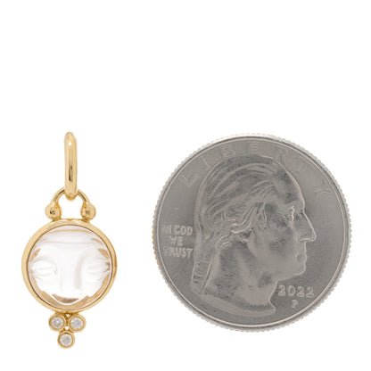 Temple St. Clair 18K Yellow Gold Diamond Rock Crystal 10mm Moonface Pendant 2 of 4