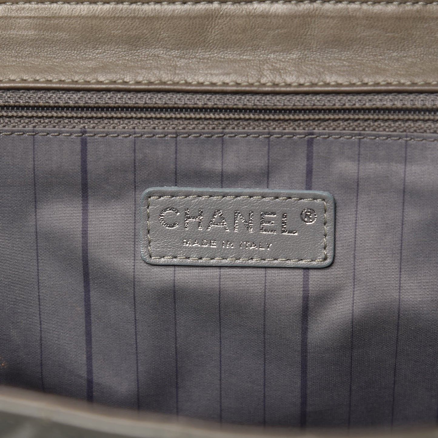 Glazed Calfskin Mademoiselle Lock Kelly Flap Bag Grey