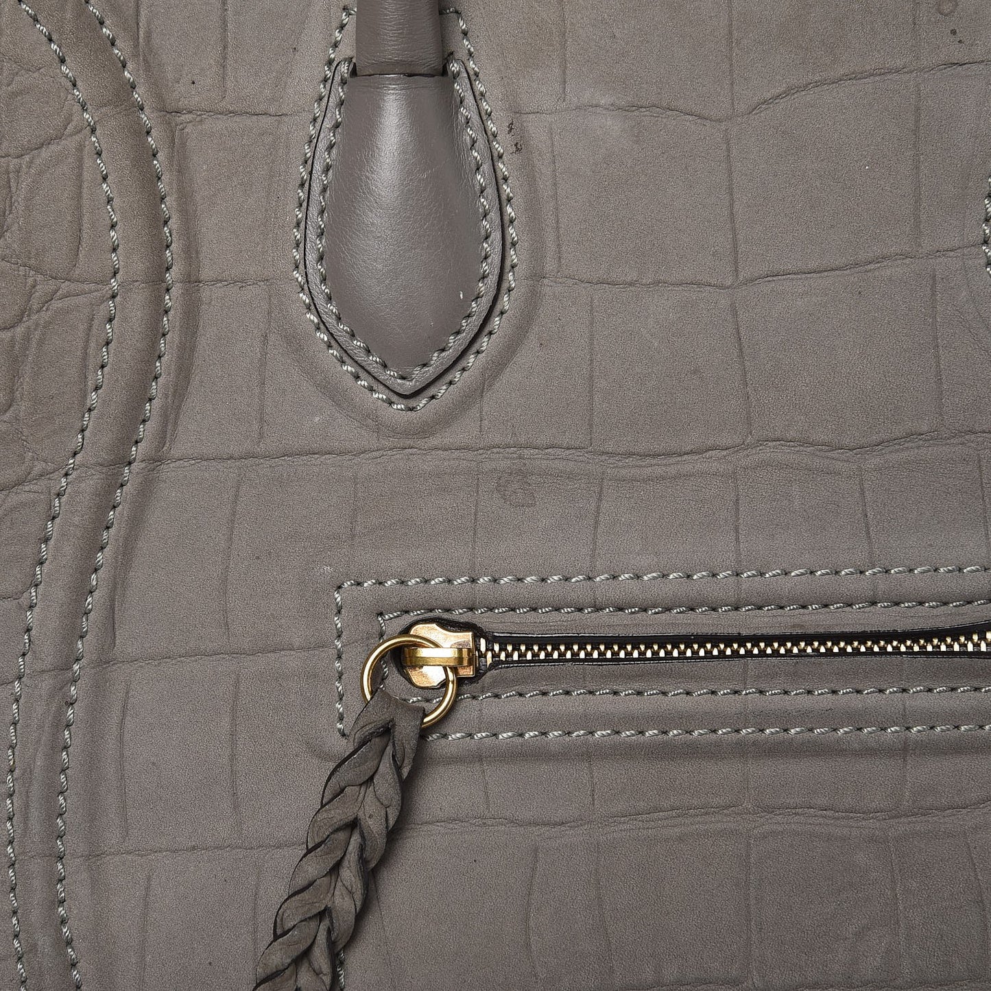 Crocodile Embossed Nubuck Medium Phantom Luggage Grey