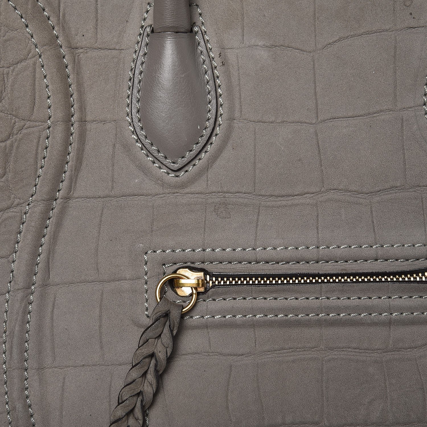 Celine Crocodile Embossed Nubuck Medium Phantom Luggage Grey 16 of 16