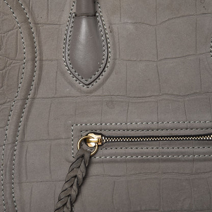 Celine Crocodile Embossed Nubuck Medium Phantom Luggage Grey 16 of 16