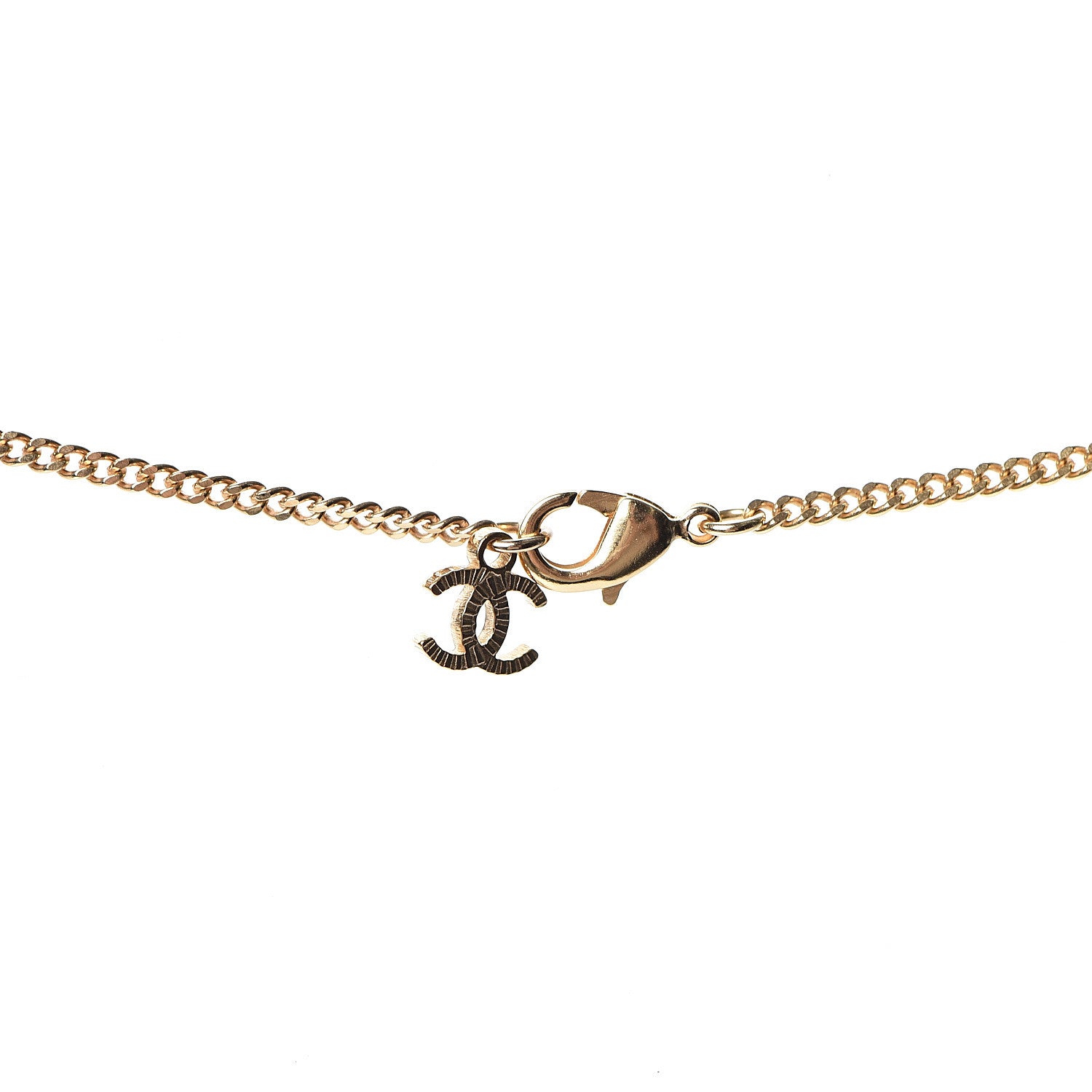 Chanel Crystal CC Pendant Necklace Gold Silver 4 of 5