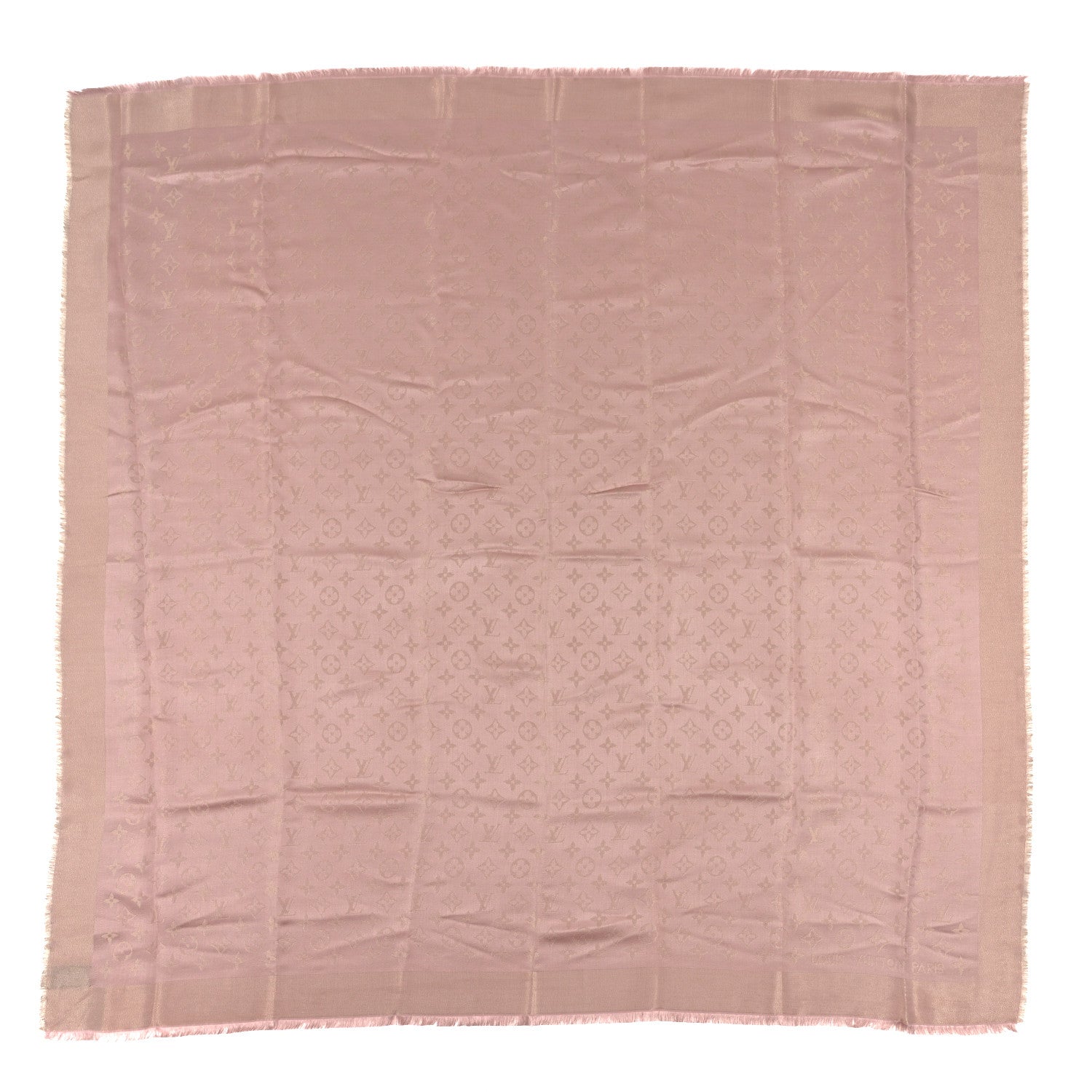 Louis Vuitton Silk Wool Monogram Shawl Rose 1 of 3