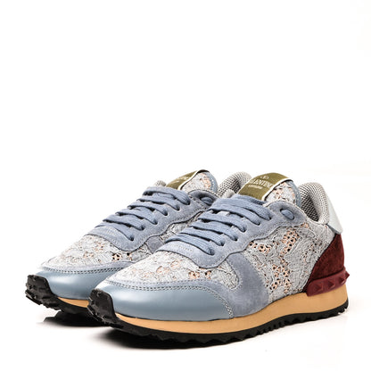 Valentino Garavani Macrame Lace Suede Womens Rockrunner Sneakers 36 Cristall 3 of 9