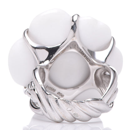 Chanel 18K White Gold Ceramic Camellia Ring 55 7.5 4 of 8