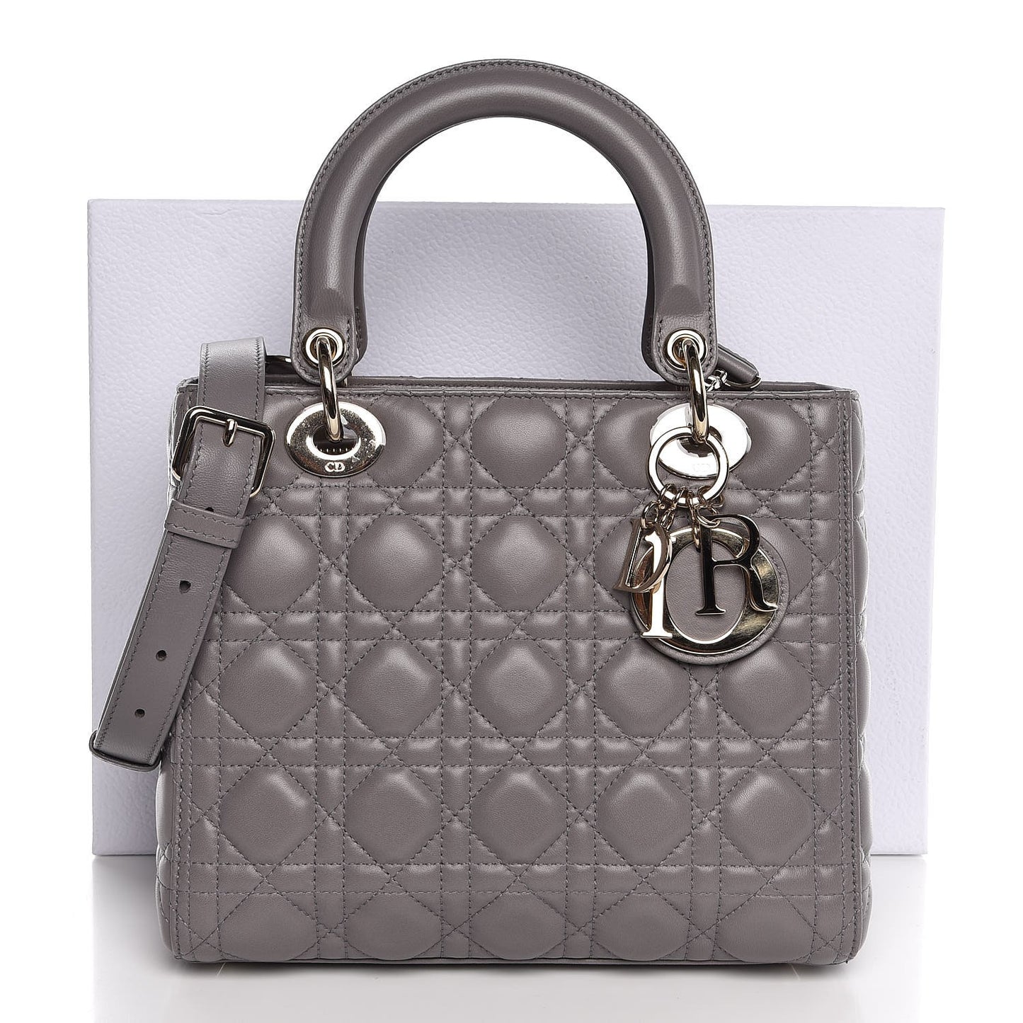 Lambskin Cannage Medium Lady Dior Grey