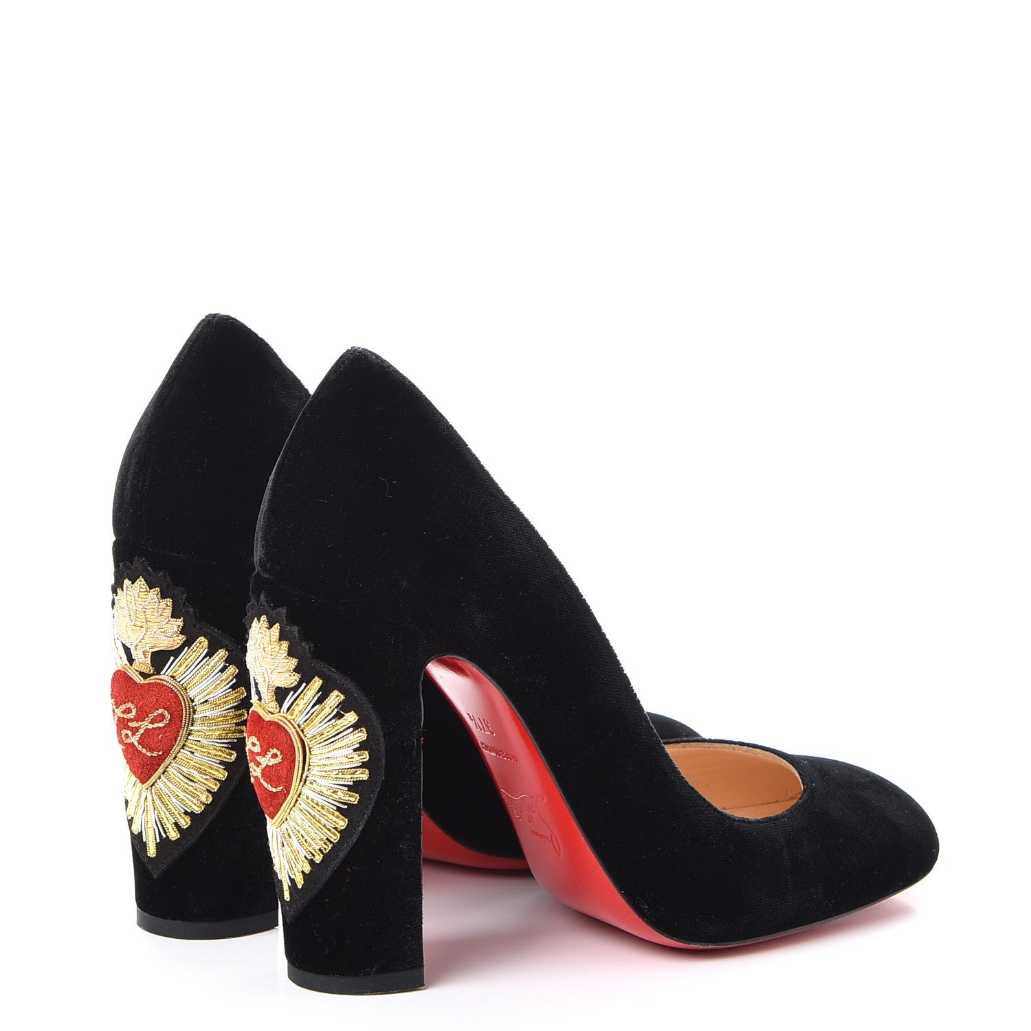 Christian Louboutin Velvet Cadrilla Corazon 100 Pumps 37.5 Black 4 of 9