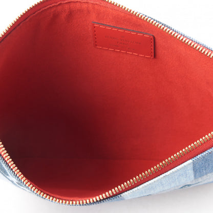 Louis Vuitton Denim Monogram Patchwork City Pouch Blue Rouge 7 of 7