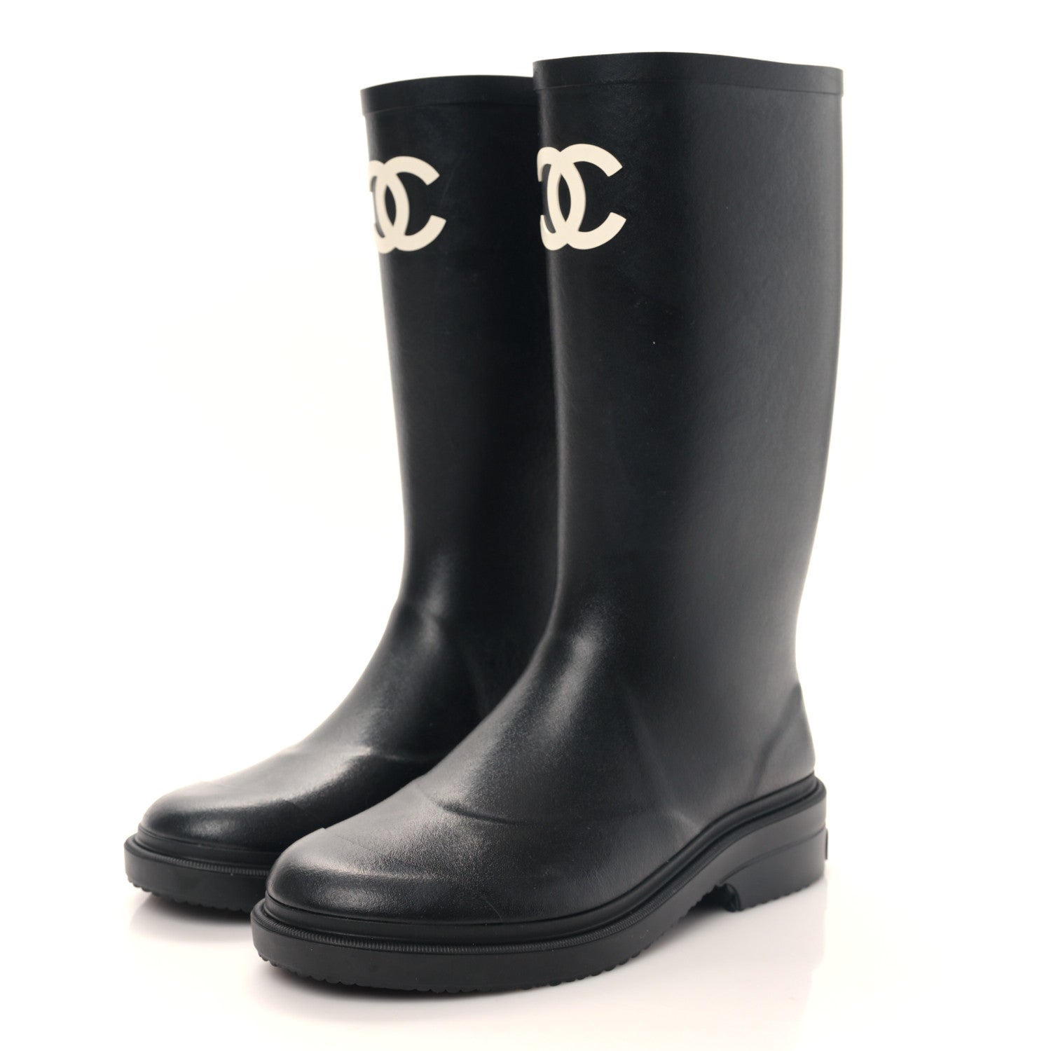 Chanel Caoutchouk CC High Boots 38 Black 3 of 7