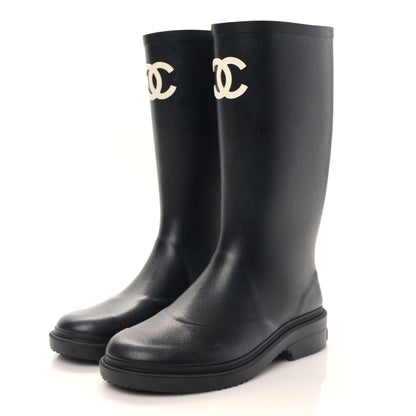 Chanel Caoutchouk CC High Boots 38 Black 3 of 7