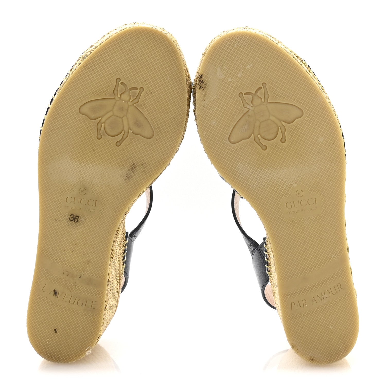 Gucci Calfskin Espadrille Platform 95 Wedge Sandals 36 Blu Agata Oro Vecchi 6 of 8
