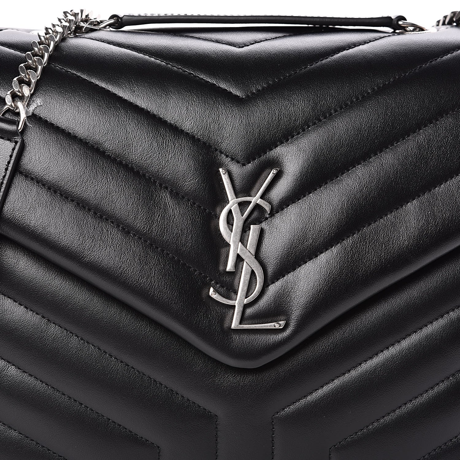 Saint Laurent Calfskin Y Quilted Monogram Medium Loulou Chain Satchel Black 9 of 9