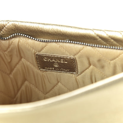 Chanel Metallic Calfskin Chevron Quilted CC Beauty Clutch Gold 8 of 10