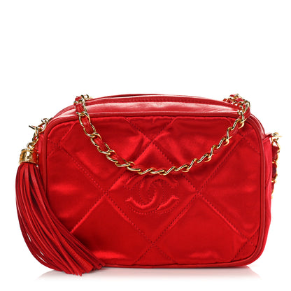 Chanel Satin Quilted CC Tassel Camera Case Red 1 of 9
