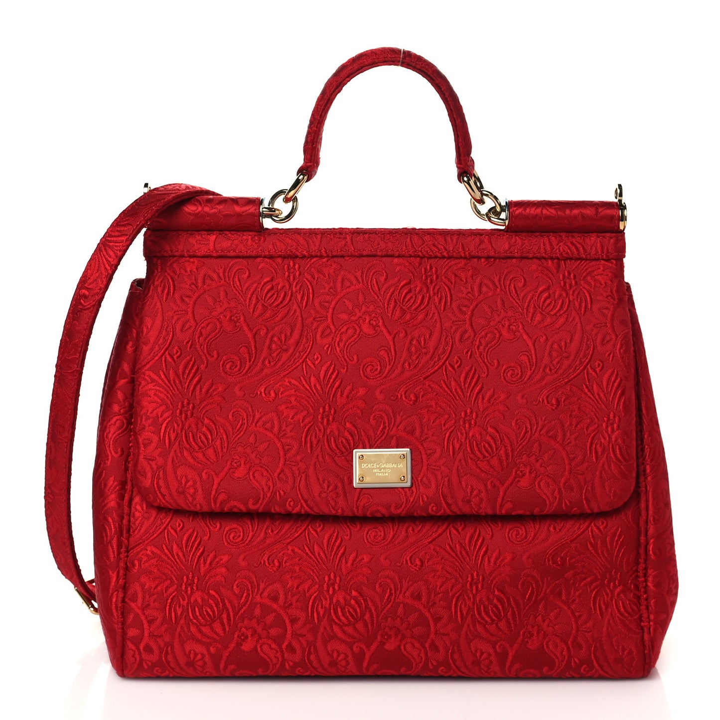 Brocade Large Miss Sicily Satchel Red