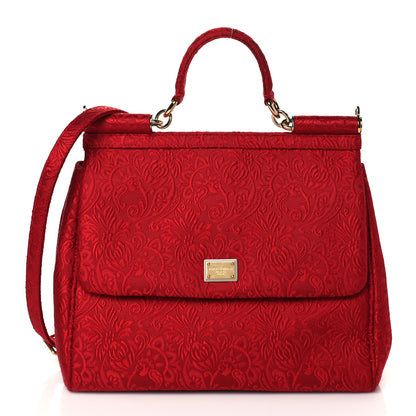 Dolce & Gabbana Brocade Large Miss Sicily Satchel Red 1 of 8