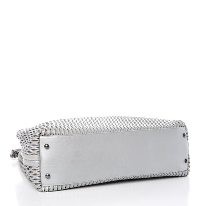 Chanel Calfskin Laser Cut Perforated CC Tote Silver 4 of 10