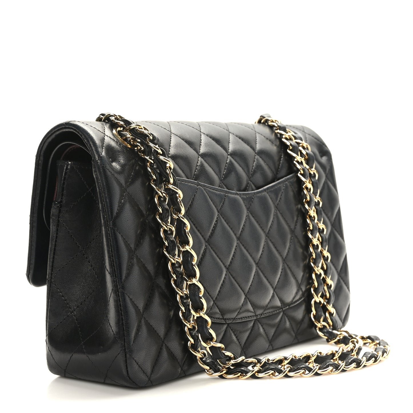 Lambskin Quilted Medium Double Flap Black