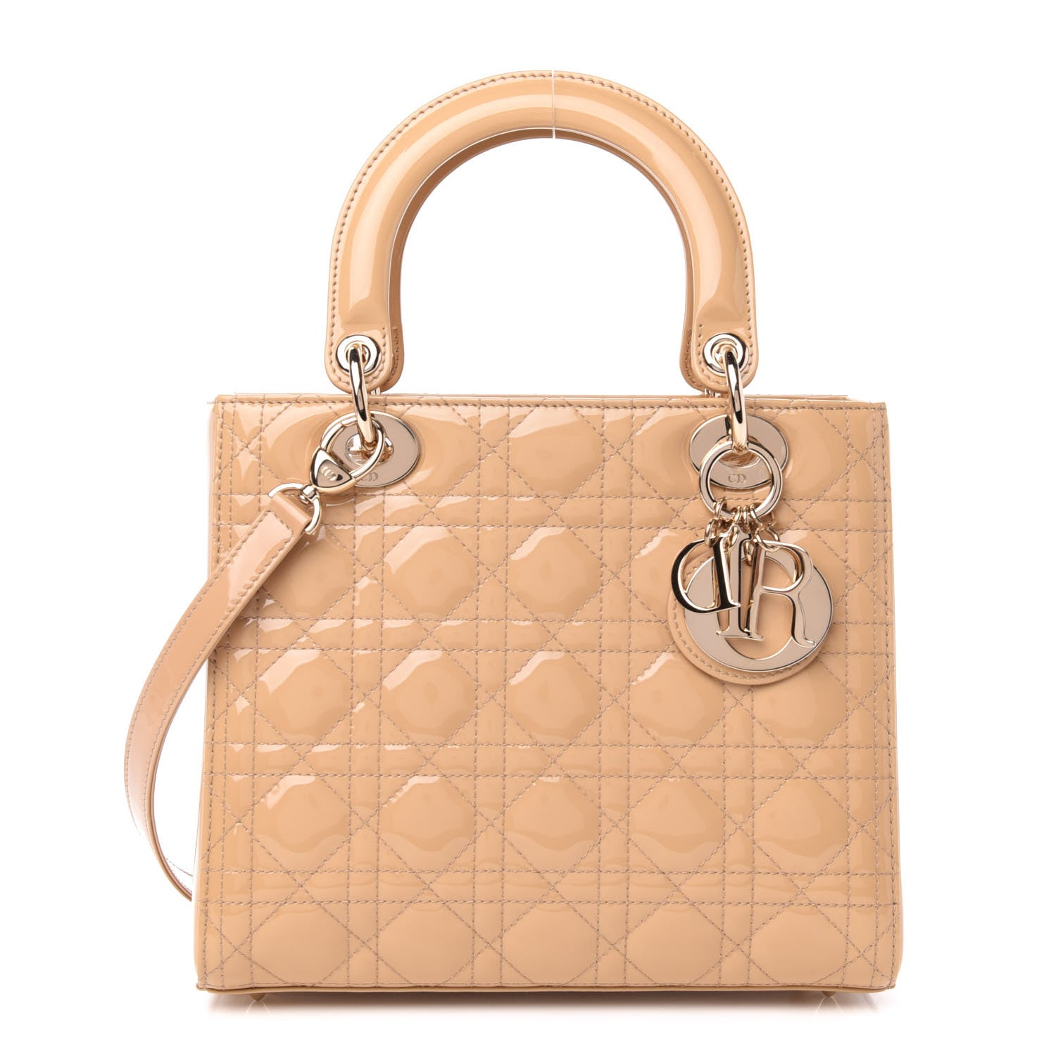 Christian Dior Patent Cannage Medium Lady Dior Beige 1 of 12