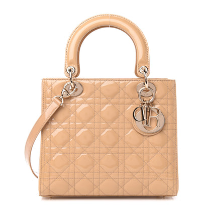 Christian Dior Patent Cannage Medium Lady Dior Beige 1 of 12