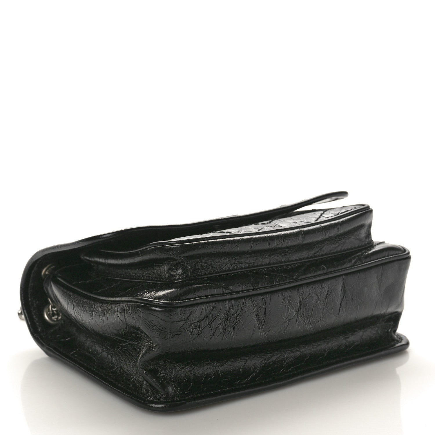 Saint Laurent Crinkled Calfskin Matelasse Monogram Baby Niki Chain Satchel Black 4 of 10