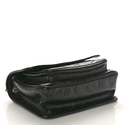 Saint Laurent Crinkled Calfskin Matelasse Monogram Baby Niki Chain Satchel Black 4 of 10