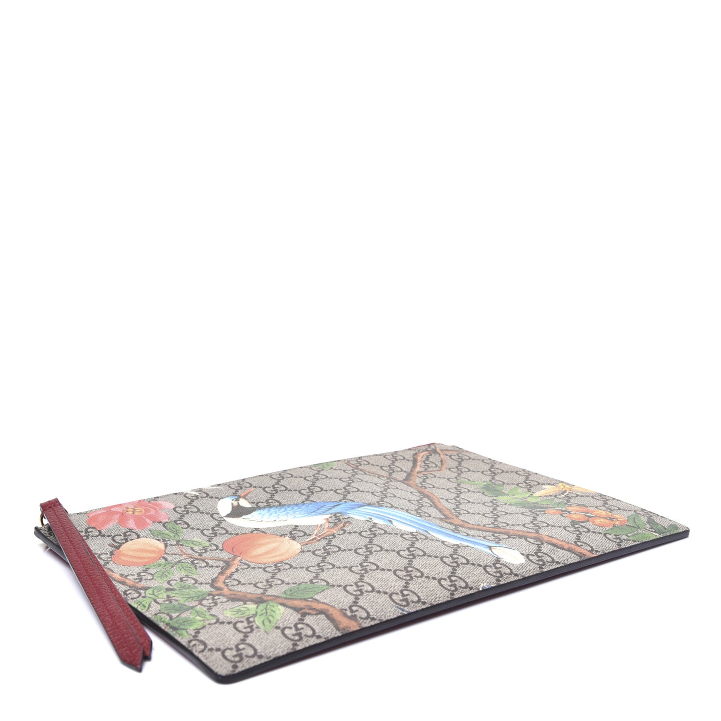 GG Supreme Monogram Tian Large Zip Pouch Beige Multicolor Red
