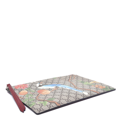 Gucci GG Supreme Monogram Tian Large Zip Pouch Beige Multicolor Red 4 of 14