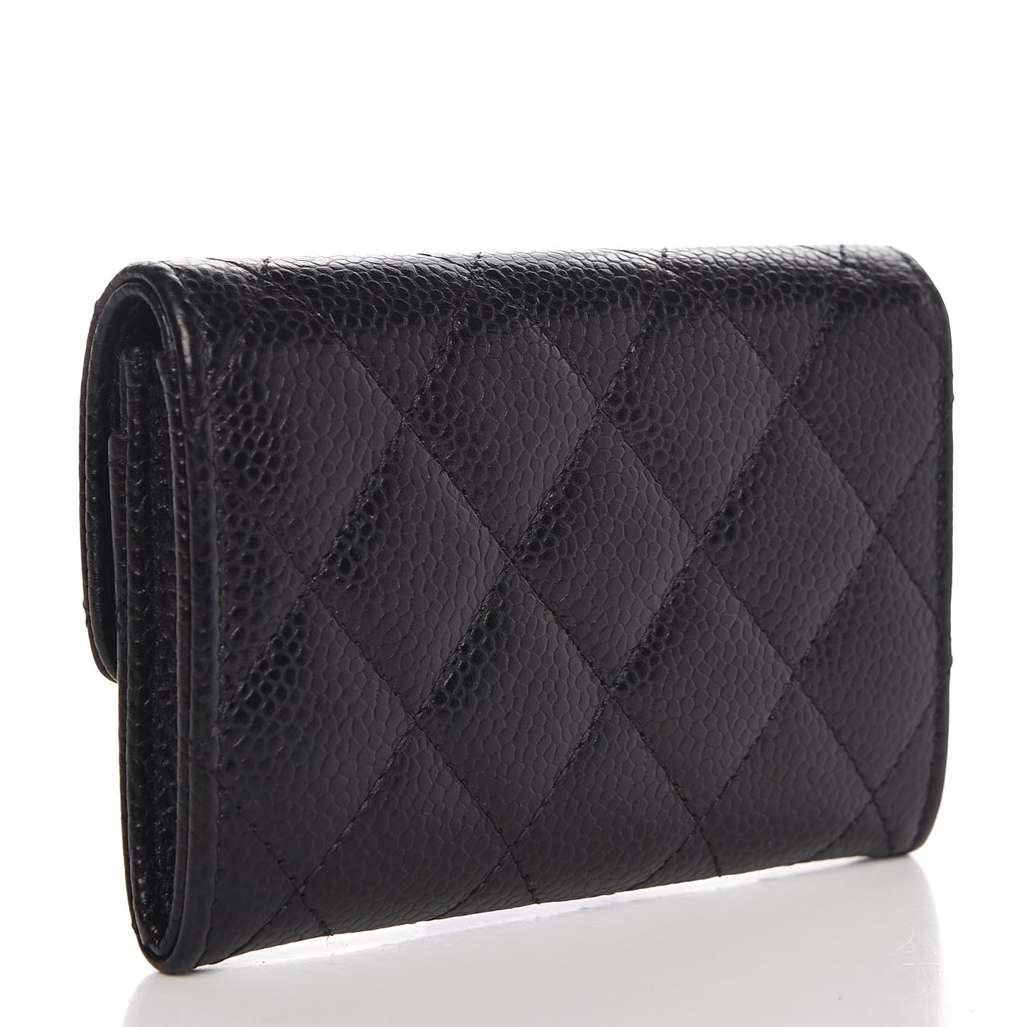 Caviar Quilted Flap Card Holder Black