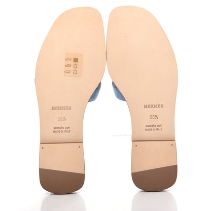 Hermes Denim Canvas Oran Sandals 36.5 Bleu Clair 6 of 11
