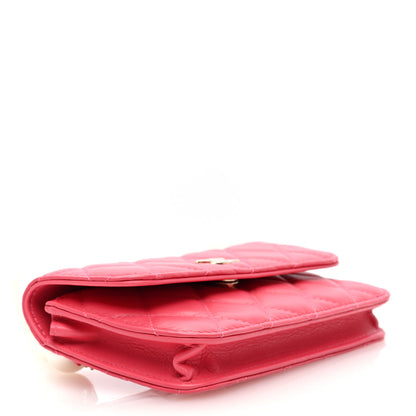 Chanel Calfskin Quilted Maxi Pearls Clutch With Chain Pink 4 of 11